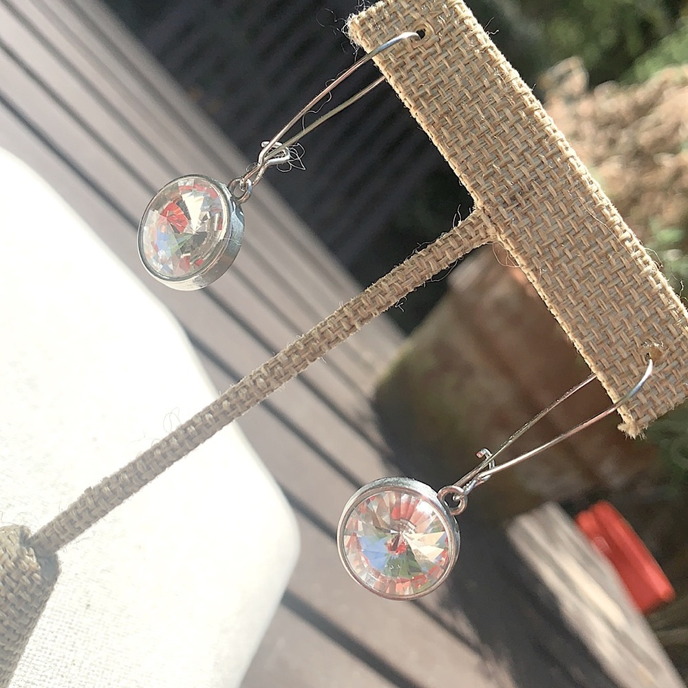 Crystal Drop Statement Silver 925 Dangle Earrings - image 3